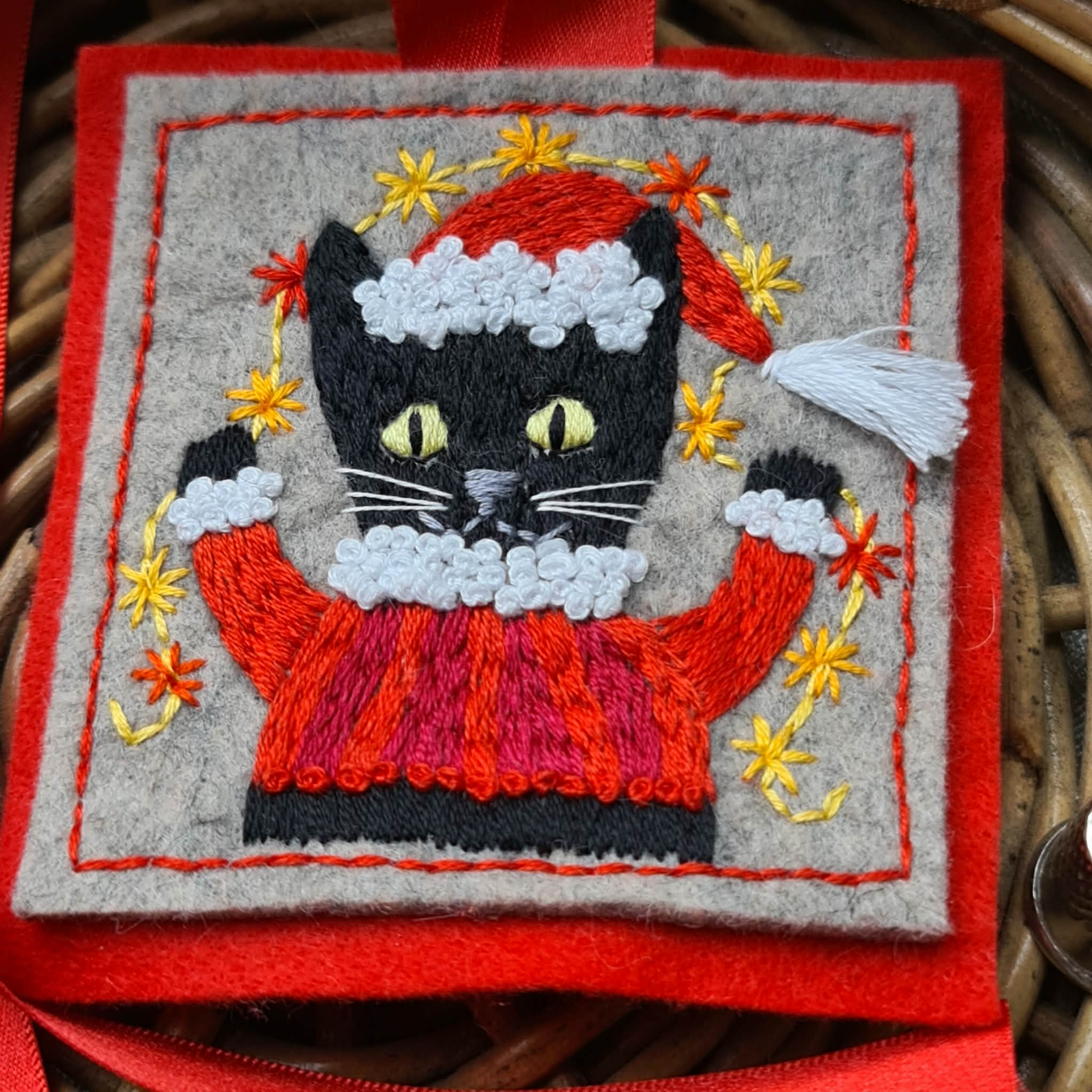 Tinsel Cat Christmas Decoration