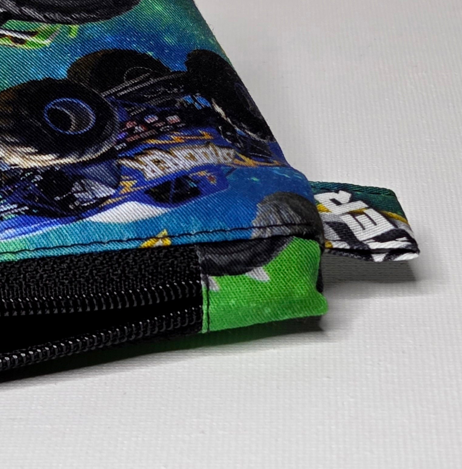 Pencil Case in colourful monster truck fabric