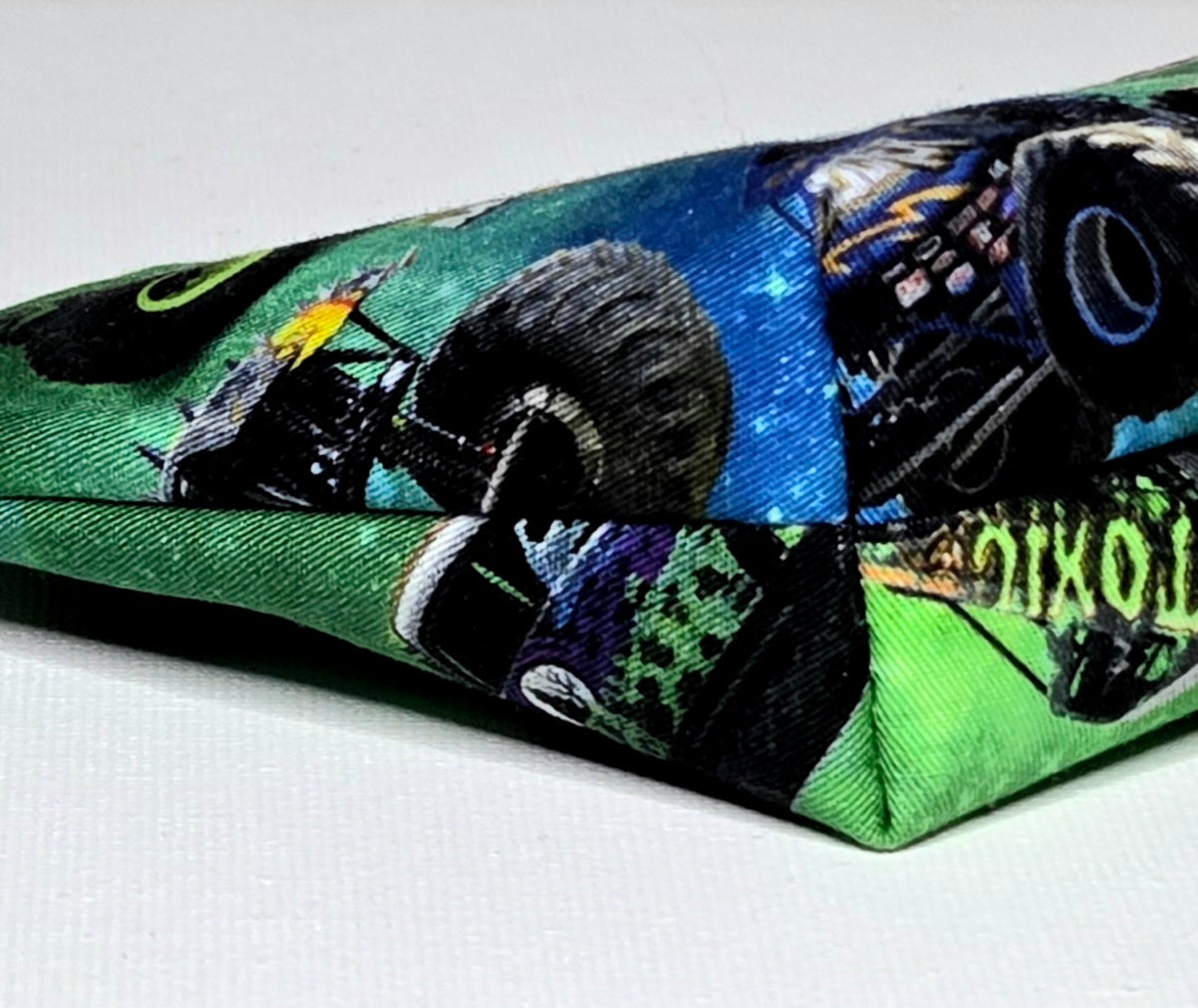 Pencil Case in colourful monster truck fabric