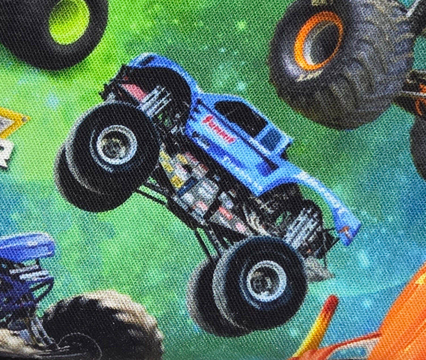 Pencil Case in colourful monster truck fabric