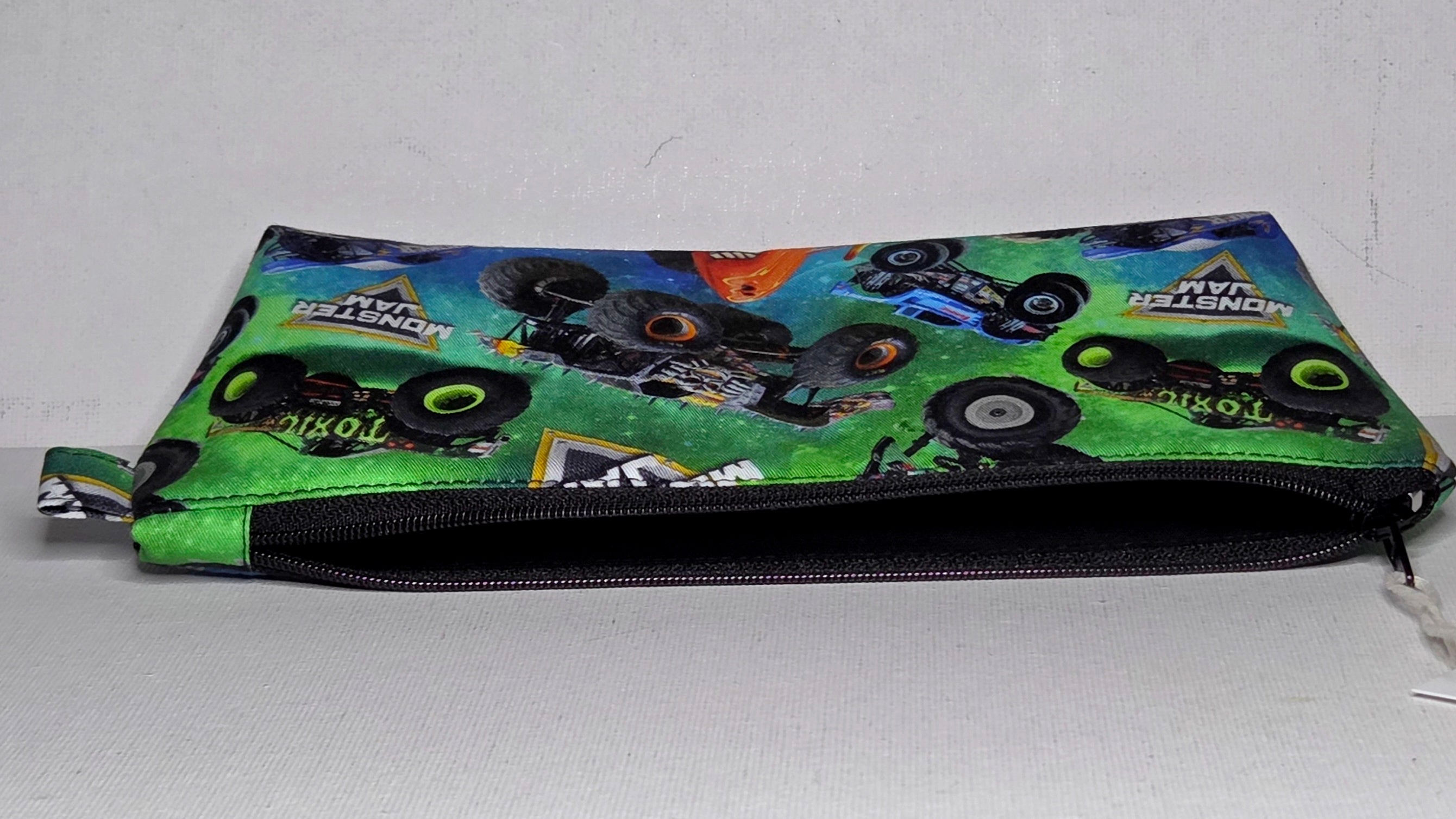 Pencil Case in colourful monster truck fabric