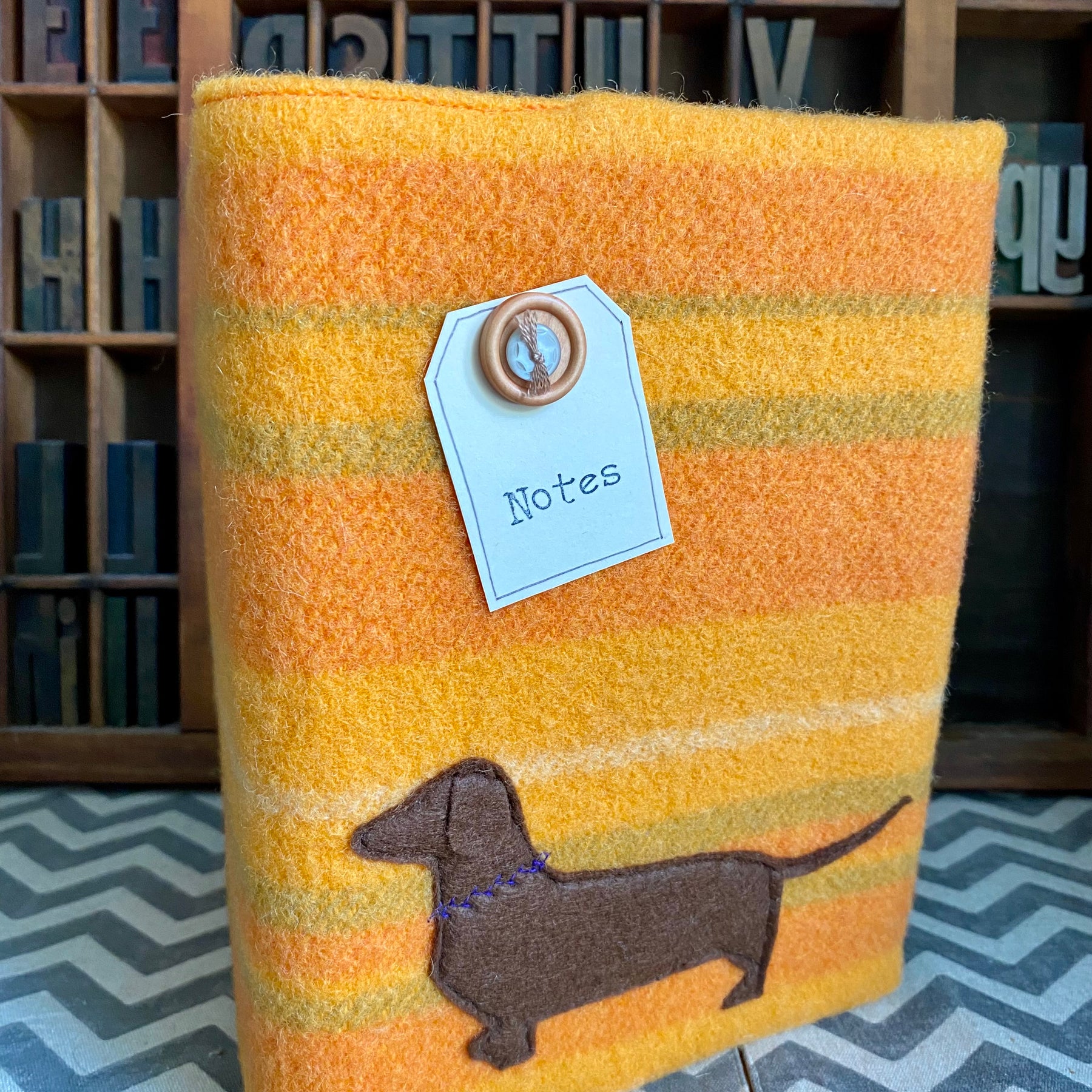 A5 Upcycled Notebook Dachshund - Orange