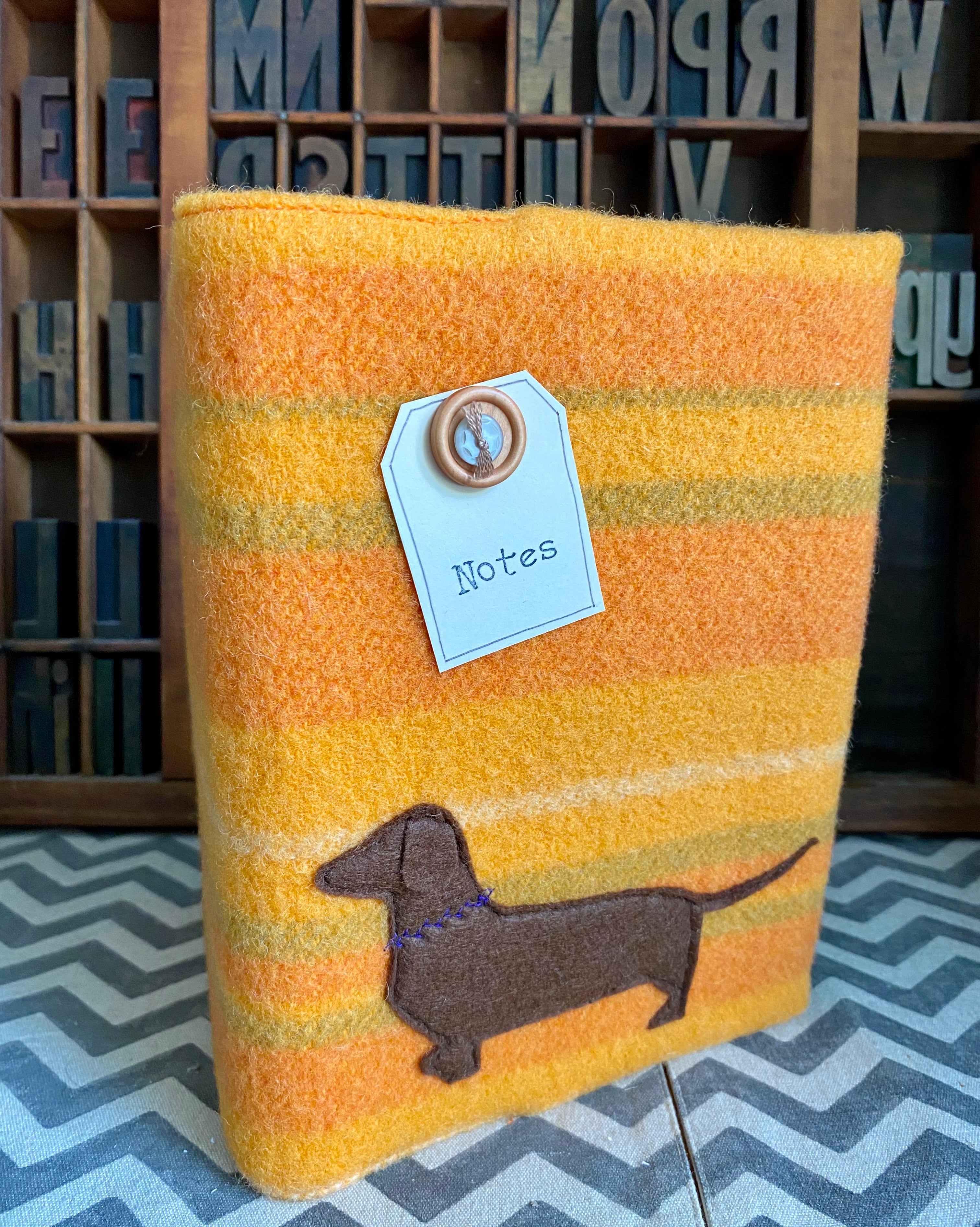 A5 Upcycled Notebook Dachshund - Orange