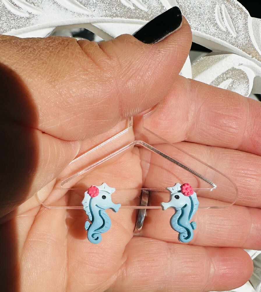 Sea horse stud earrings