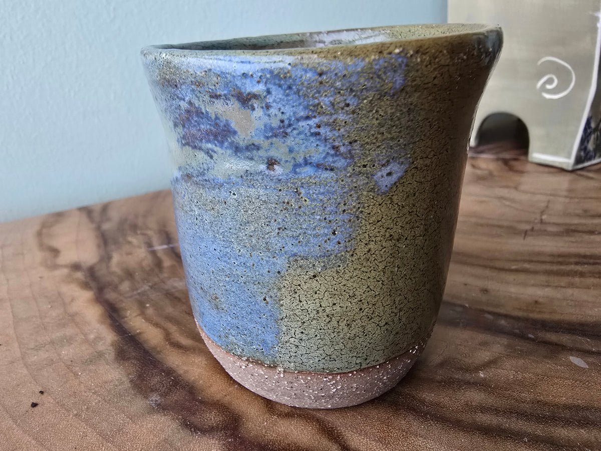 Blue and green espresso cup