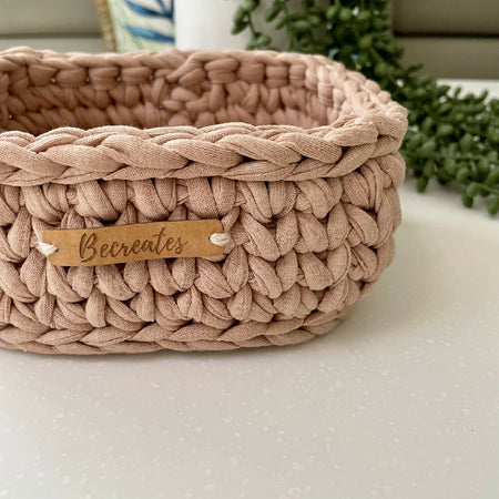 Crochet handmade basket | Blush Beige | Rectangle