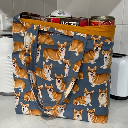 Corgi Grocery Tote ... Lined with storage pouch.