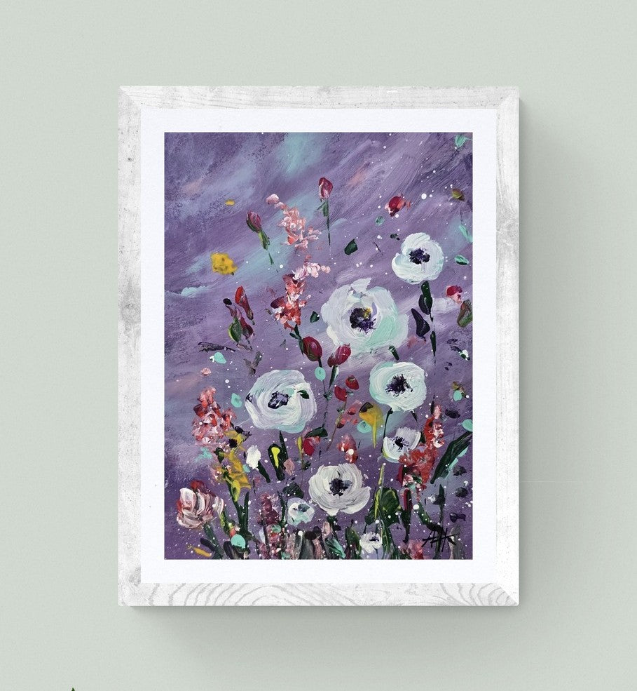 'A Bloom Beneath Amethyst Skies' - Original Artwork on Watercolour Paper 13x18cm