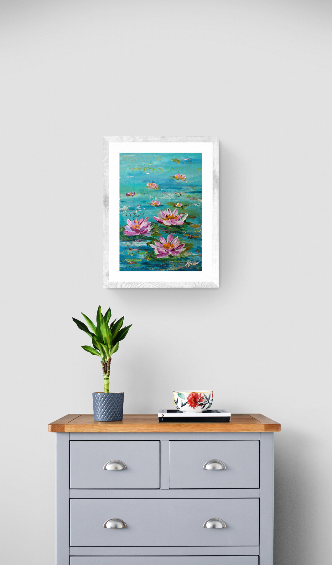 July Birthday - 'Water Lilies' Original Artwork on Watercolour Paper 21 x 29.7cm
