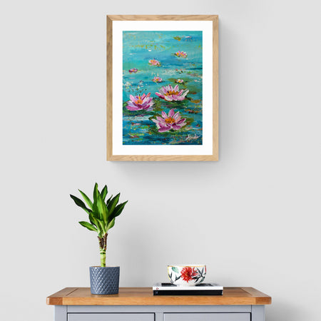 July Birthday - 'Water Lilies' Original Artwork on Watercolour Paper 21 x 29.7cm
