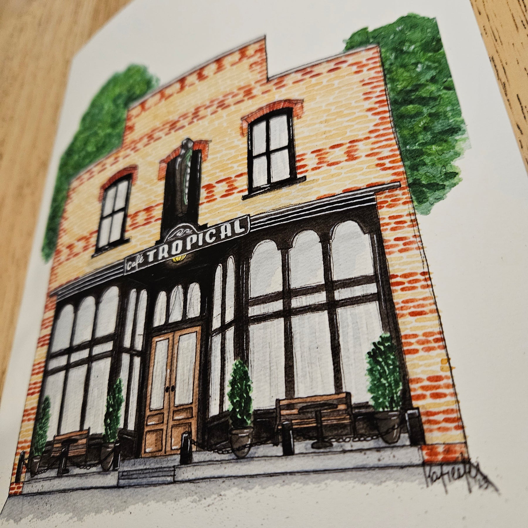 Watercolour Art Print - 'Cafe Tropical'