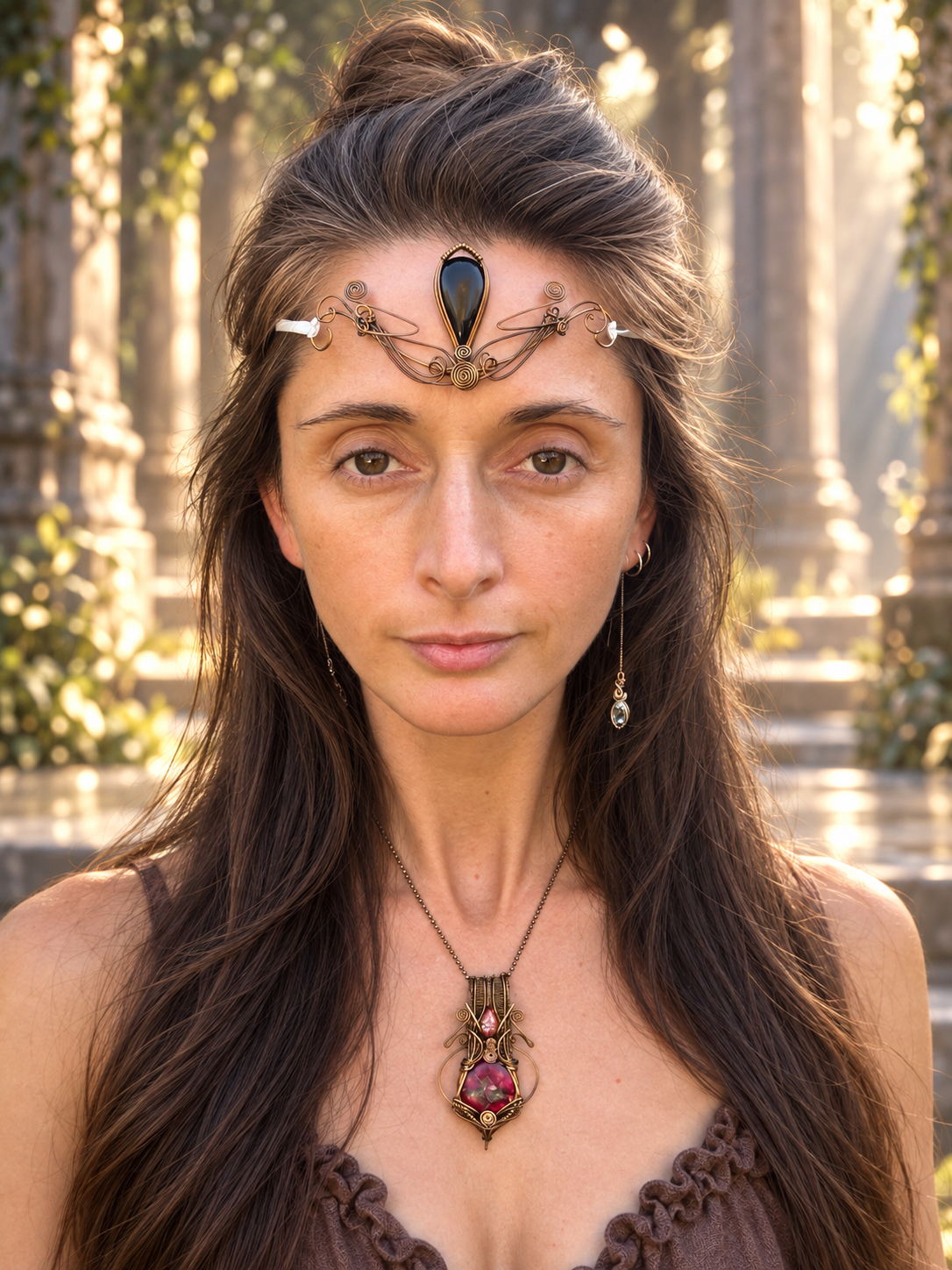 Black Onyx elven crystal crown tiara