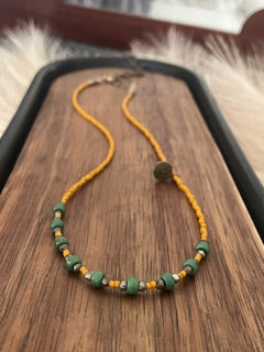 Mustard & Green Bead Necklace