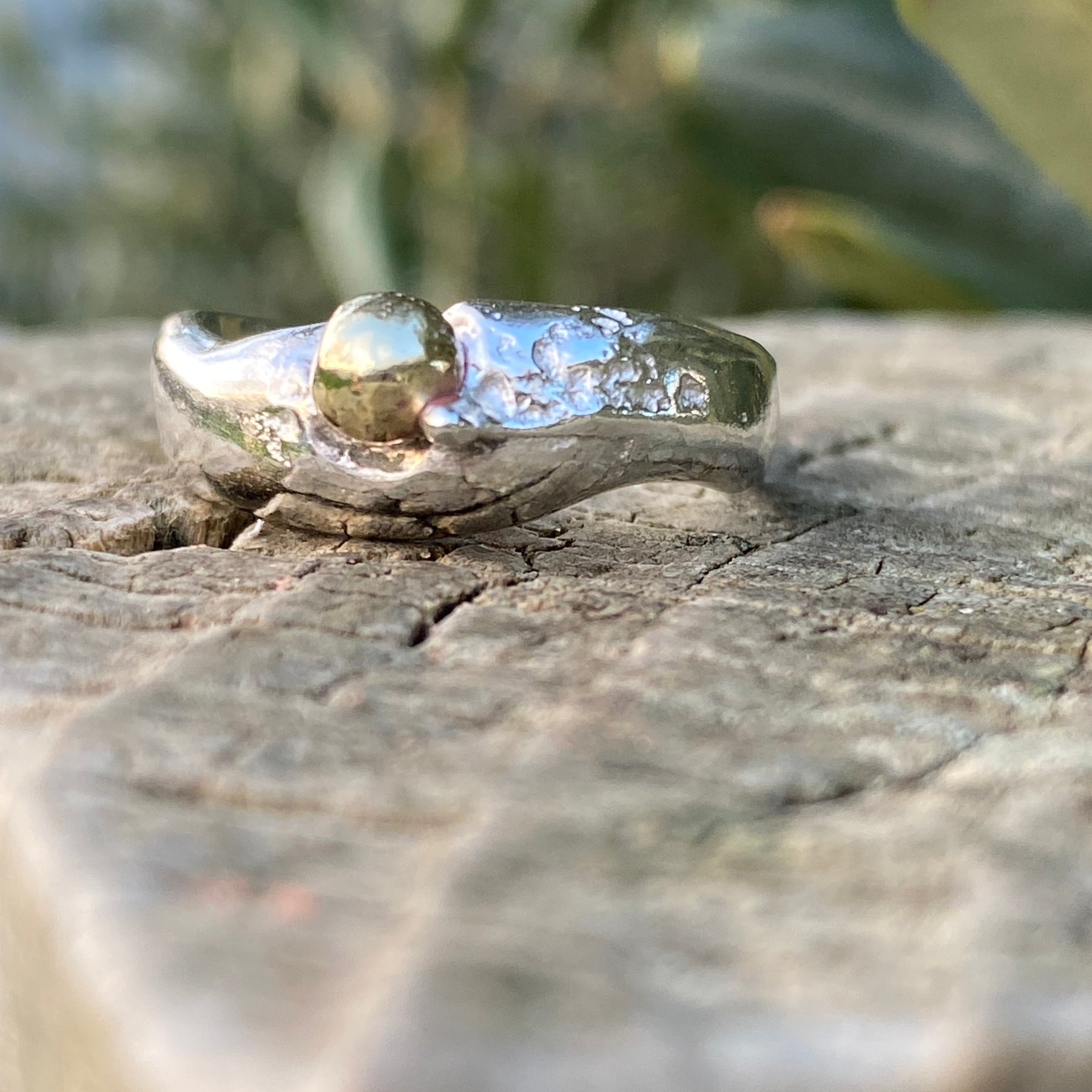 Sterling Silver Brass Seed Ring | Size N | One of a Kind