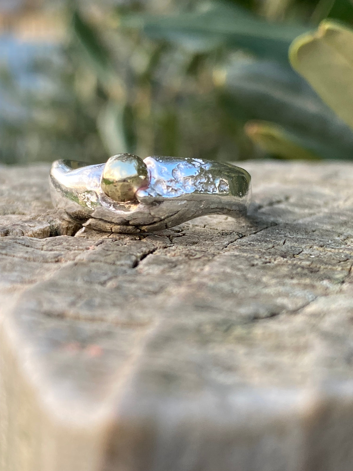 Sterling Silver Brass Seed Ring | Size N | One of a Kind