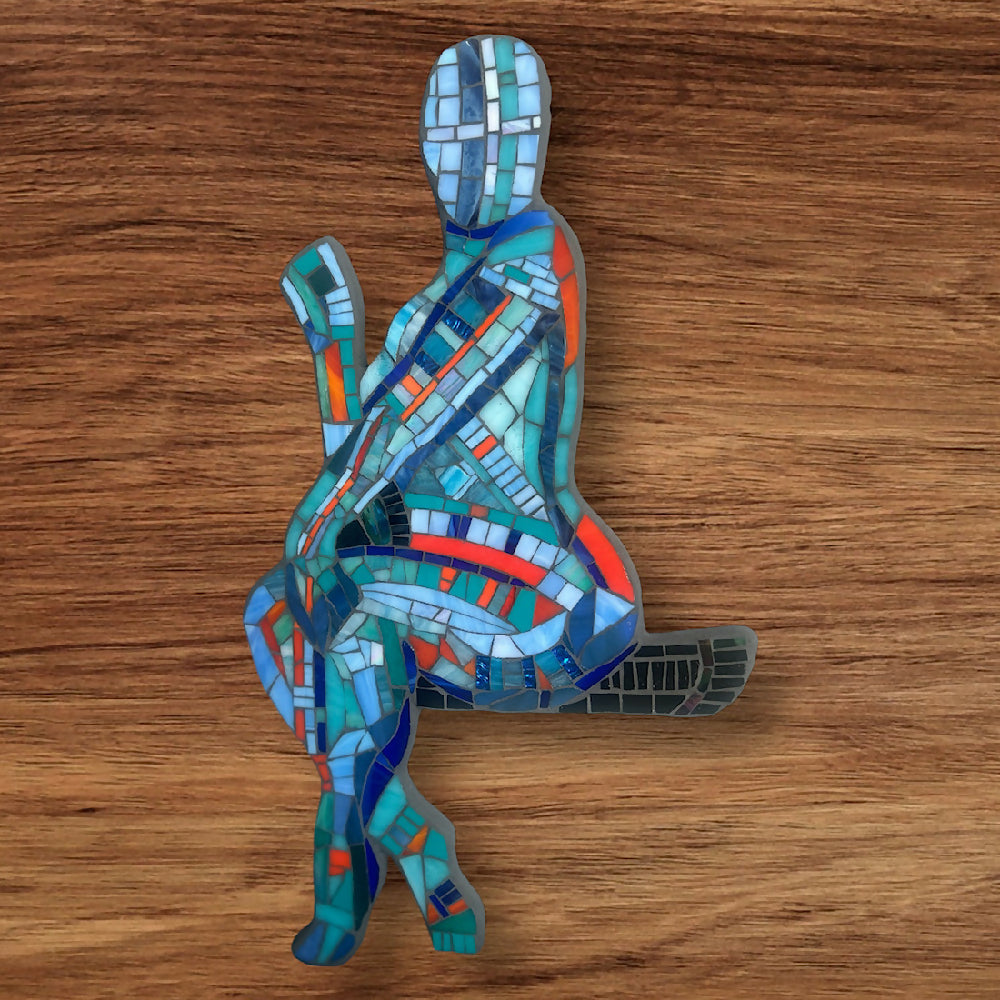 ‘SMOKING’ Stained Glass Mosaic Sitting Female Wall Art.