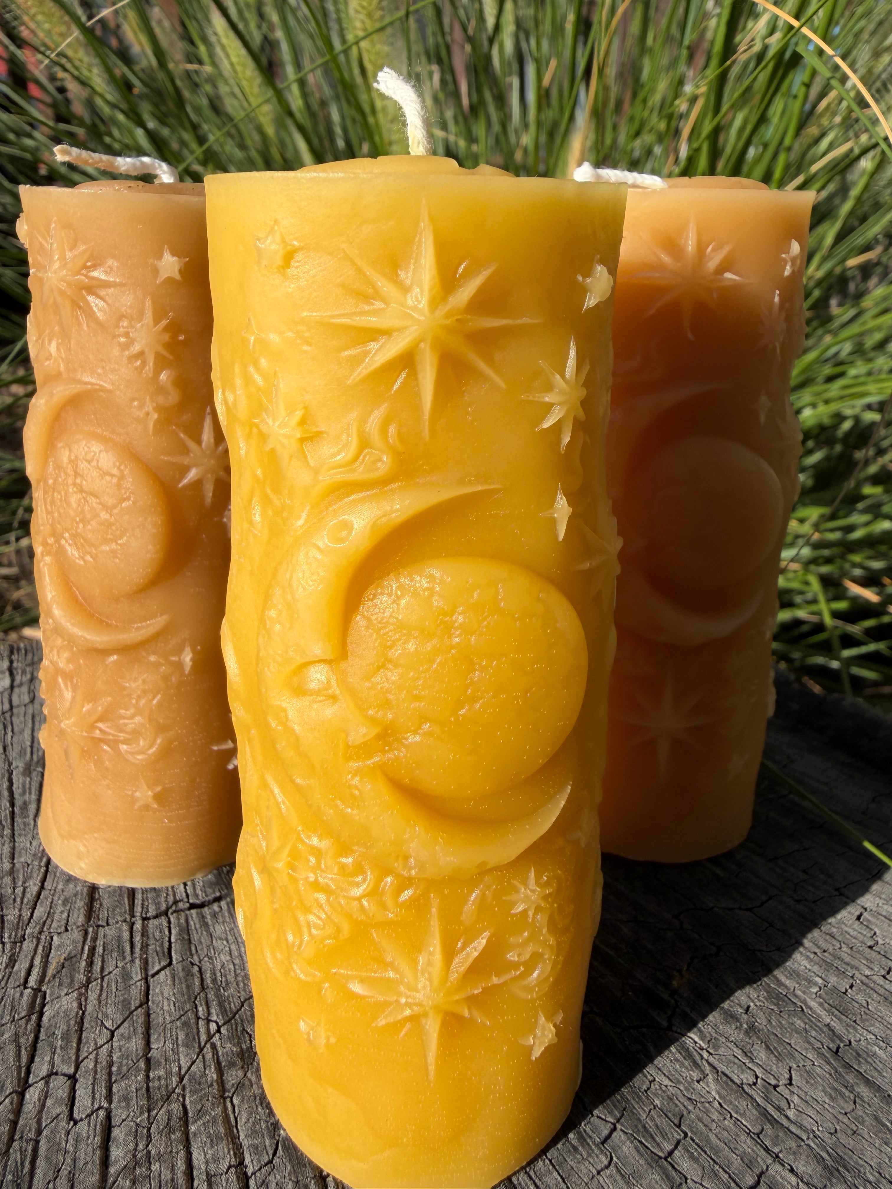 Stars & Moon Beeswax Candle