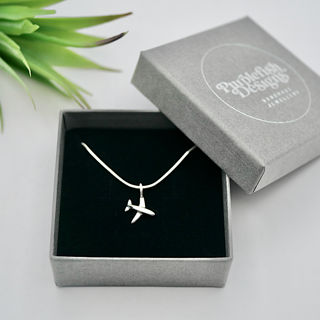 Tiny Plane - Handmade Sterling Silver Aeroplane Pendant with Chain