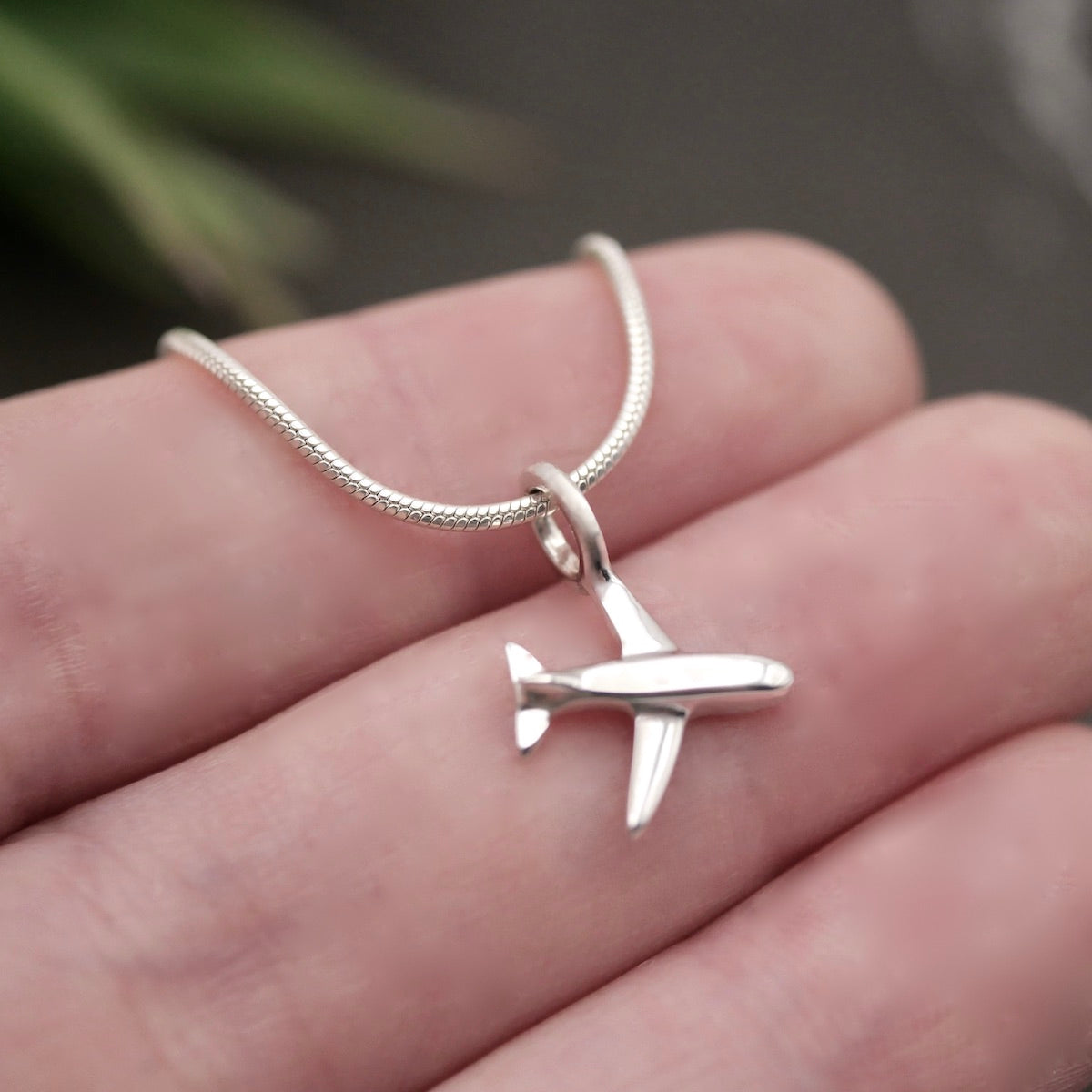 Tiny Plane - Handmade Sterling Silver Aeroplane Pendant with Chain