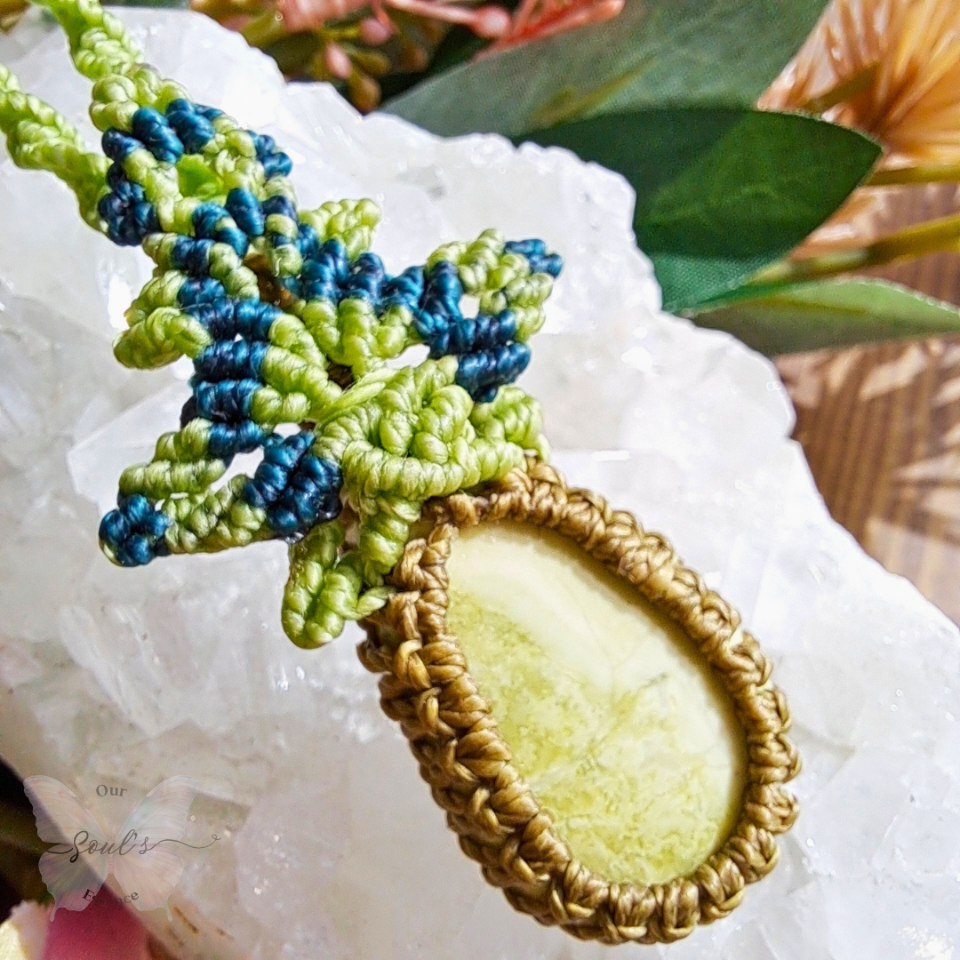 Lemon Chrysoprase Micro Macramé Necklace
