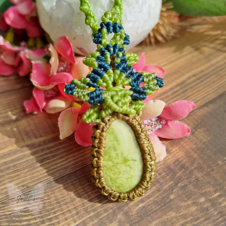 Lemon Chrysoprase Micro Macramé Necklace