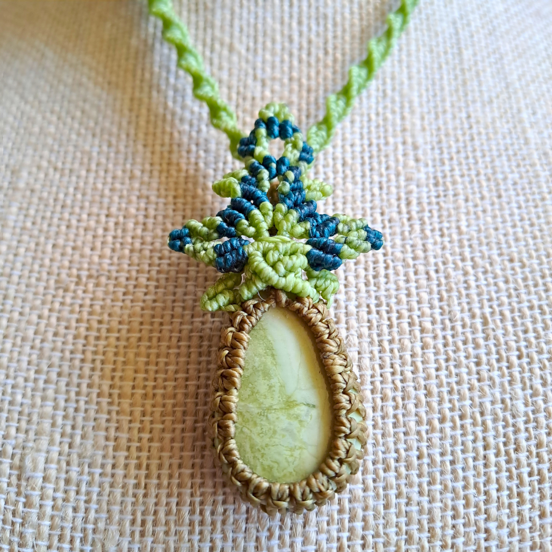 Lemon Chrysoprase Micro Macramé Necklace
