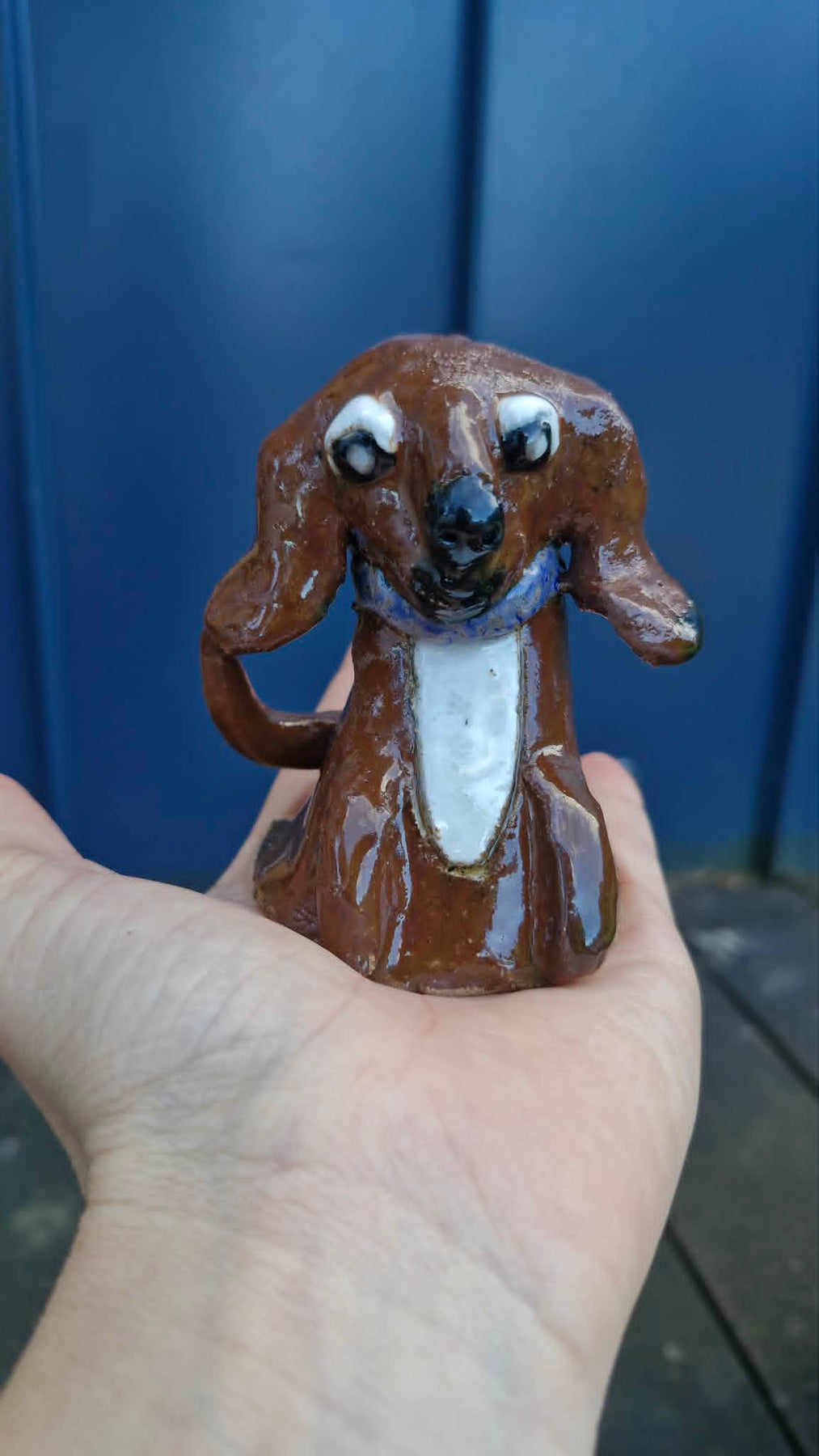 Small Dog Purple Collar Sculpture