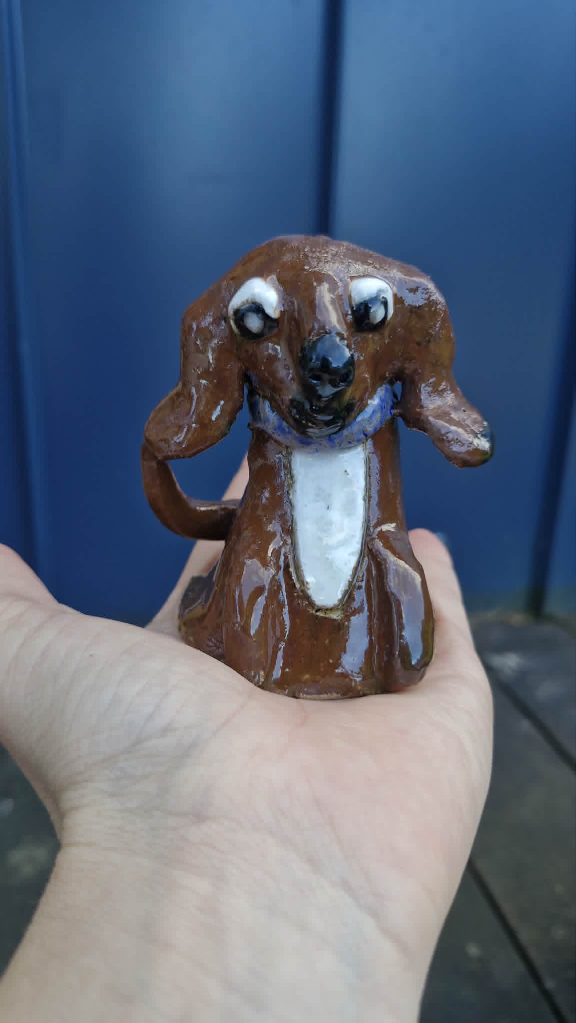 Small Dog Purple Collar Sculpture
