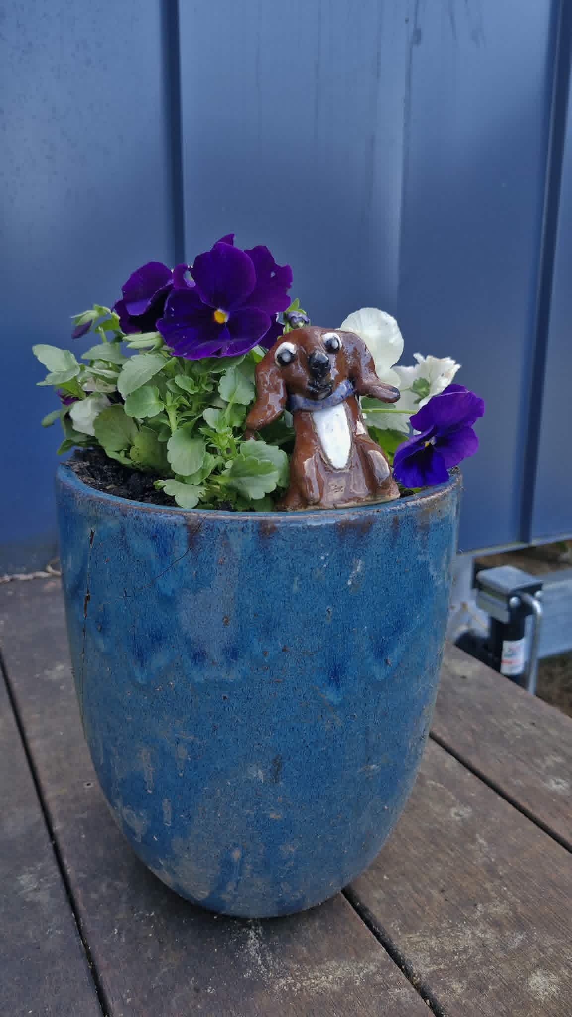 Small Dog Purple Collar Sculpture