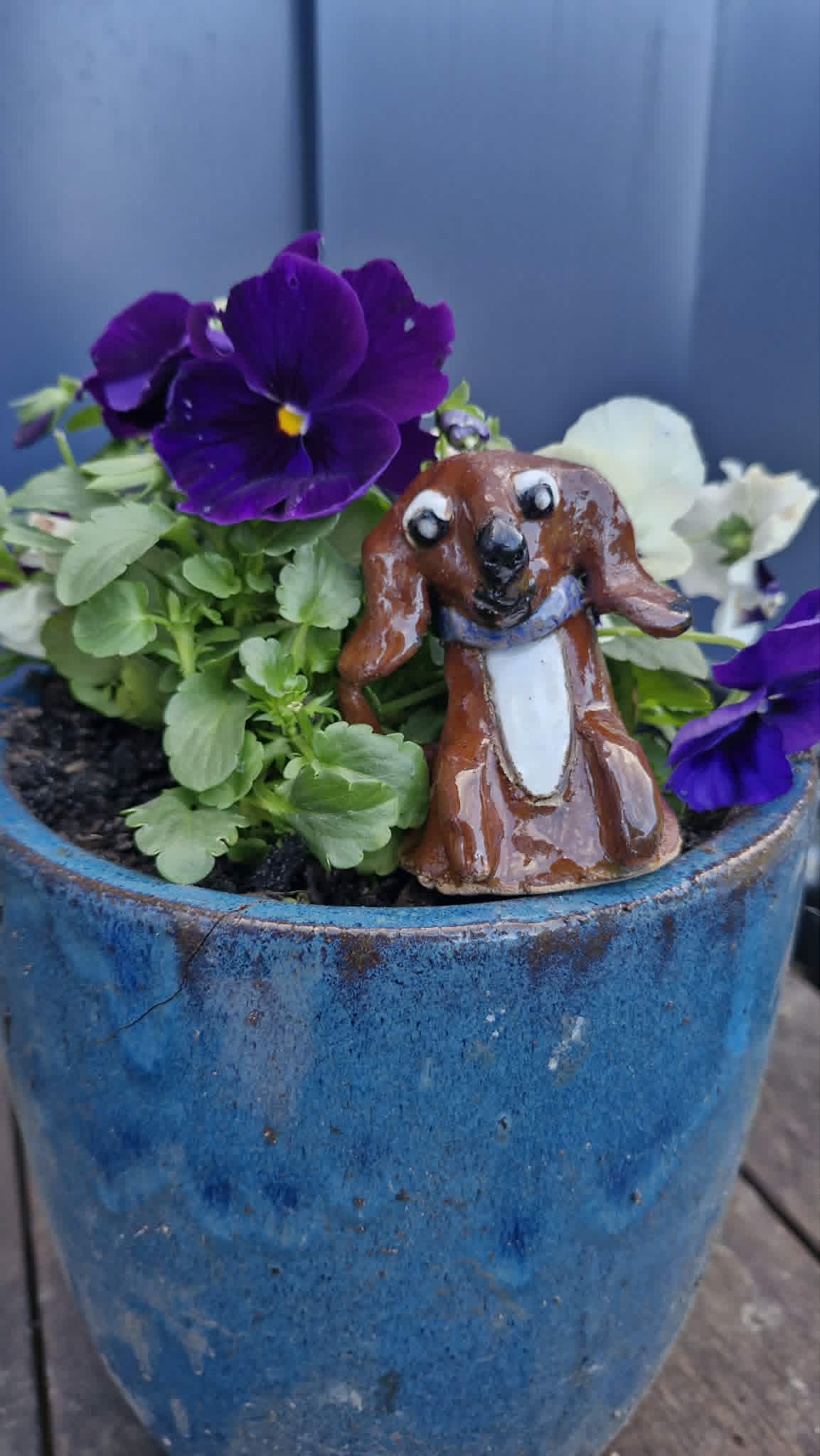 Small Dog Purple Collar Sculpture
