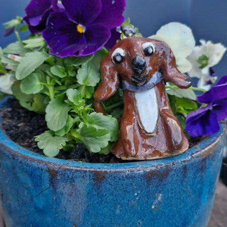 Small Dog Purple Collar Sculpture