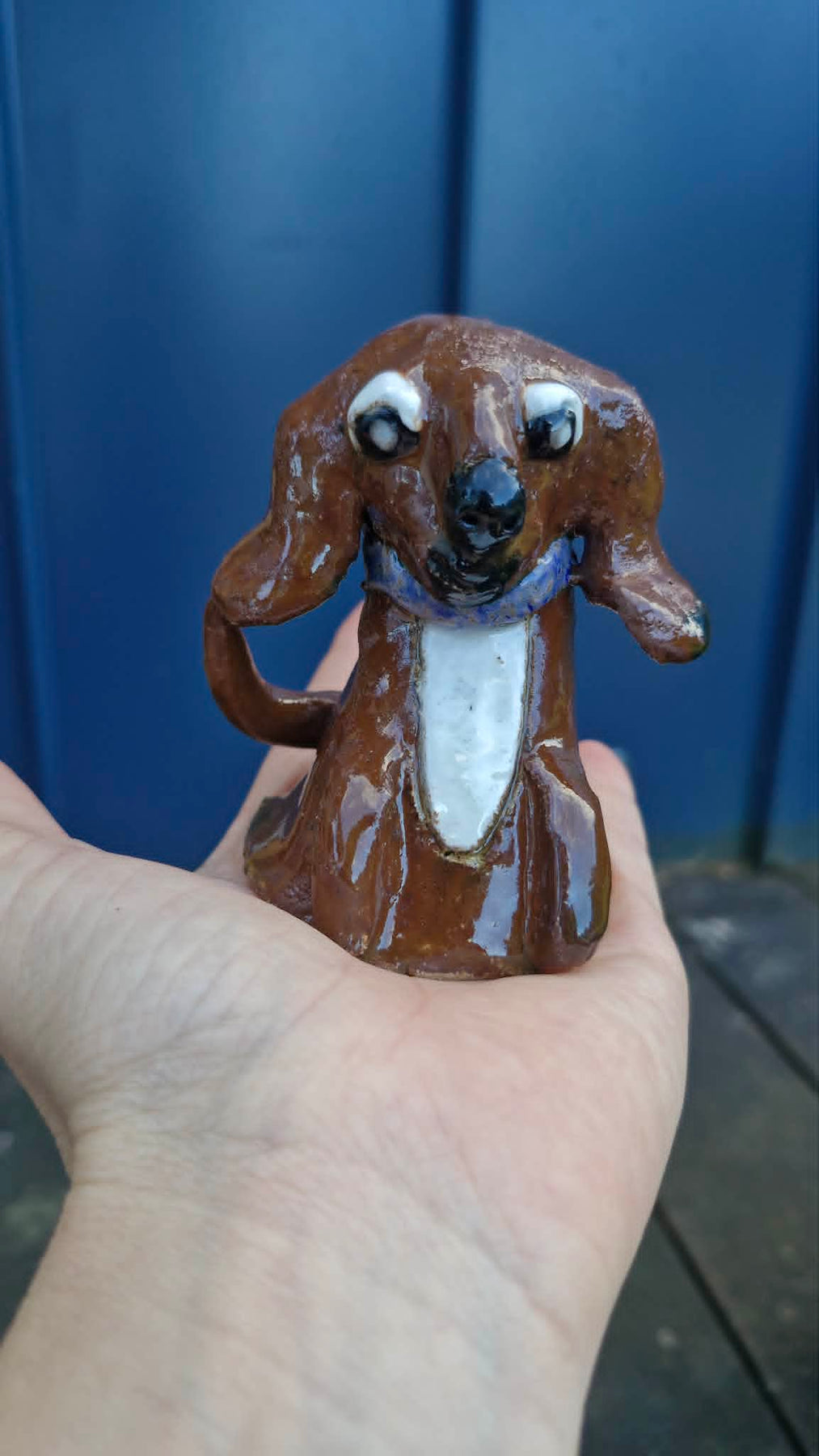 Small Dog Purple Collar Sculpture