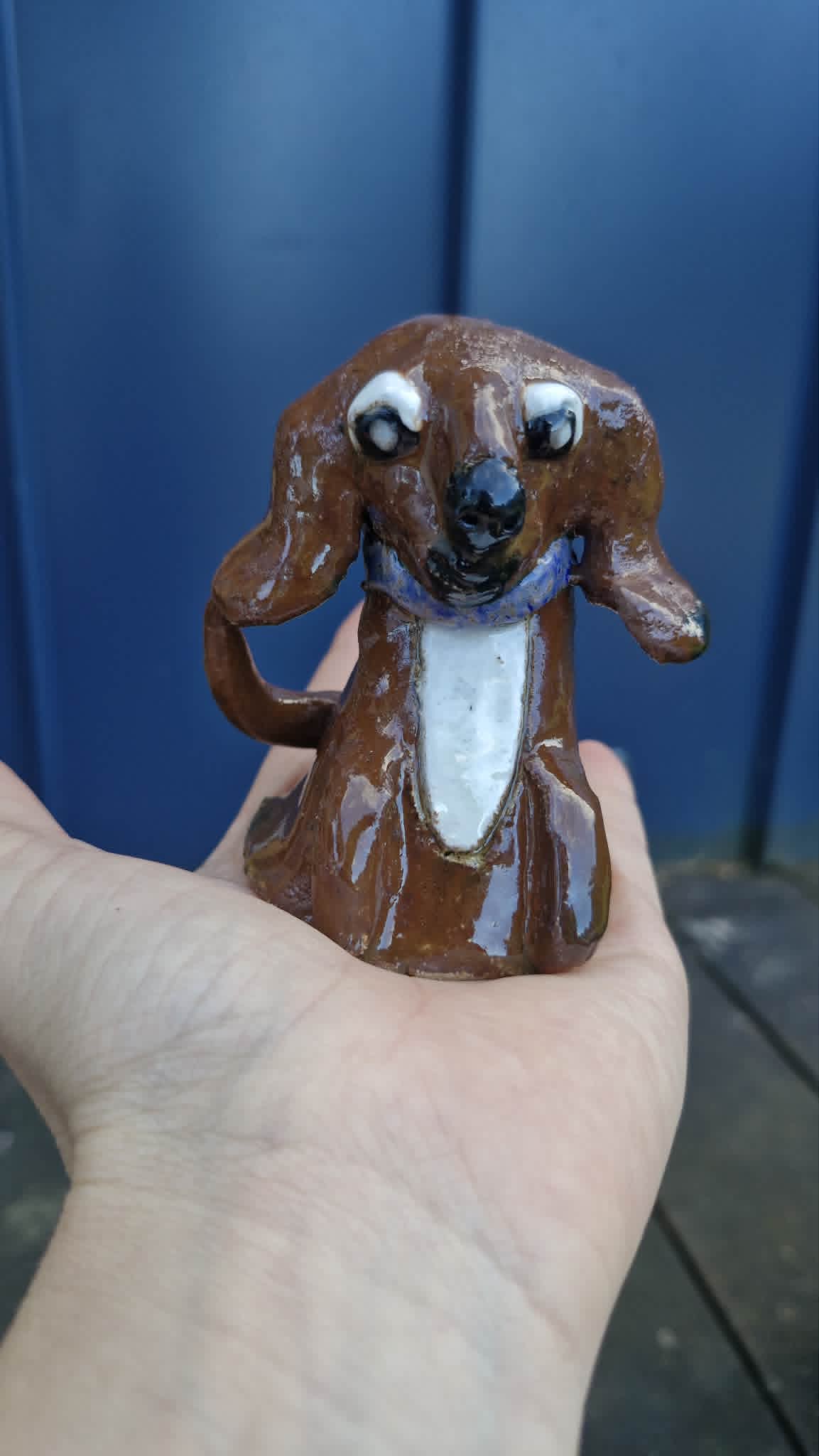Small Dog Purple Collar Sculpture