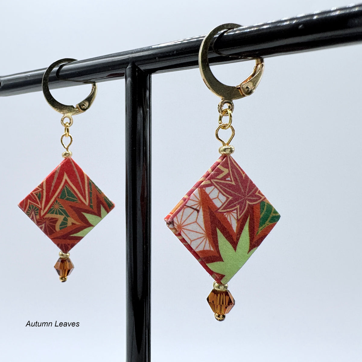 Origami Earrings – Botanicals of the Seasons – Set of 4.  Japanese Paper Jewellery