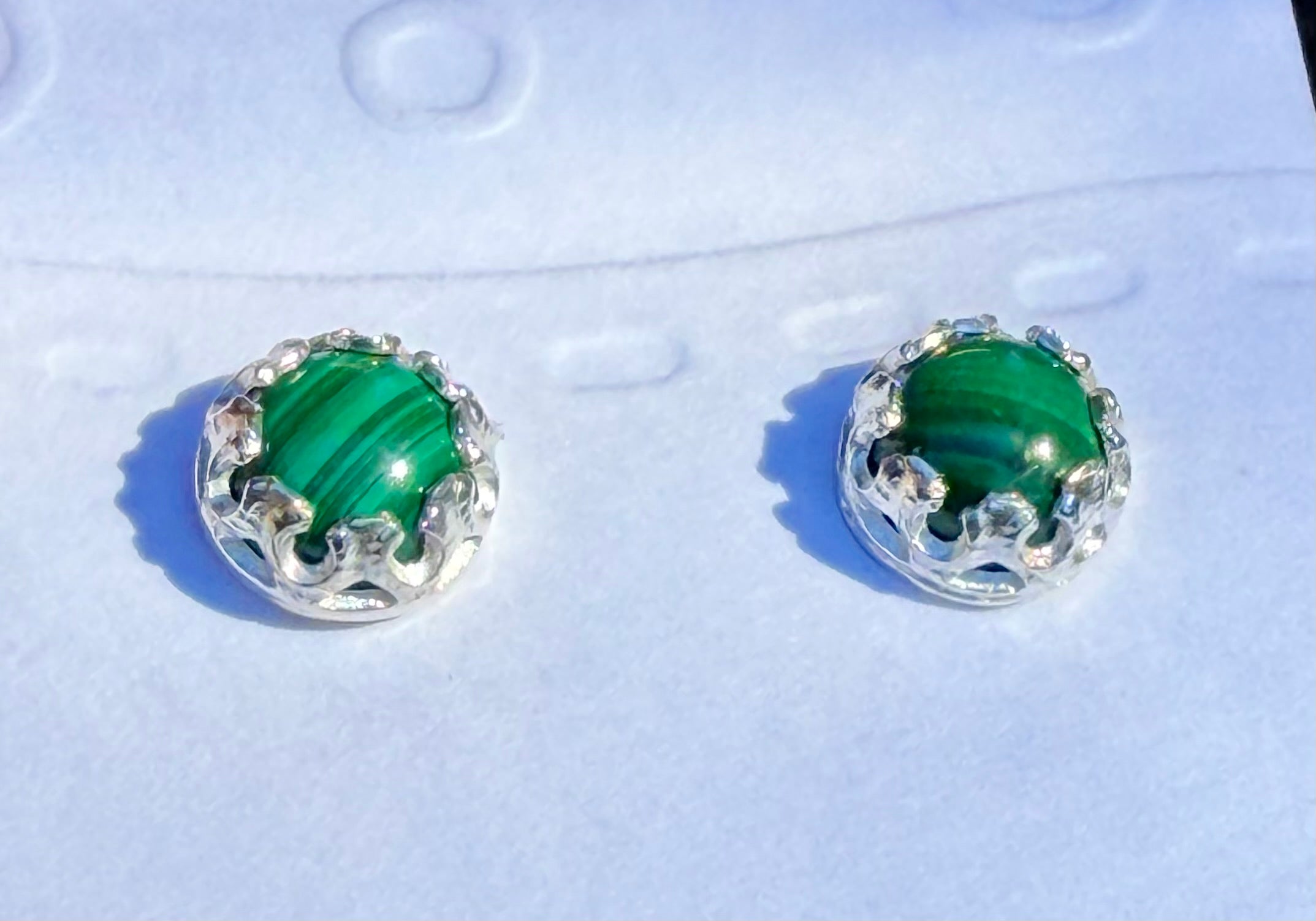 Crown of Malachite Sterling Silver Stud Earrings