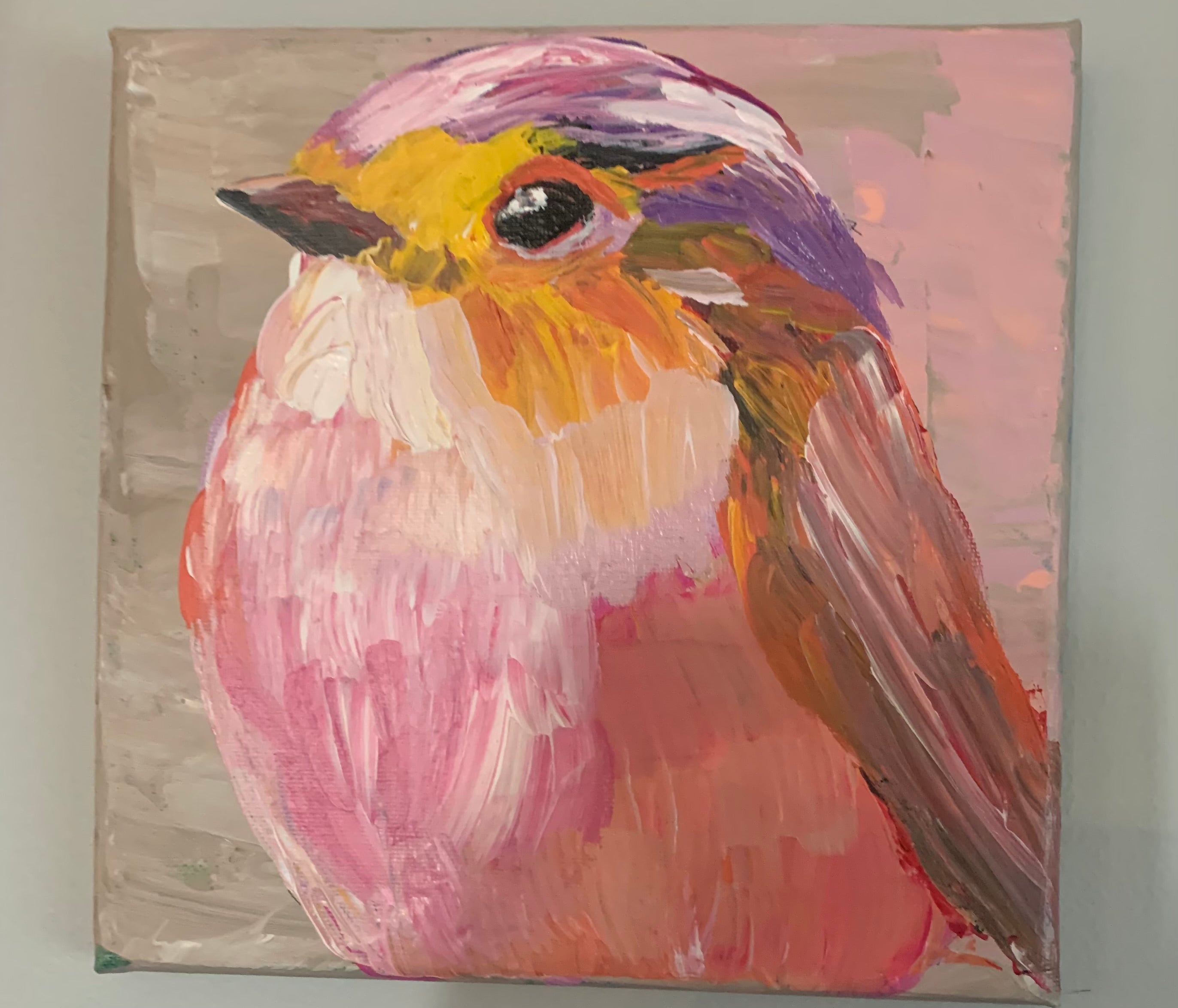Pink Robin Wall Art Original Painting