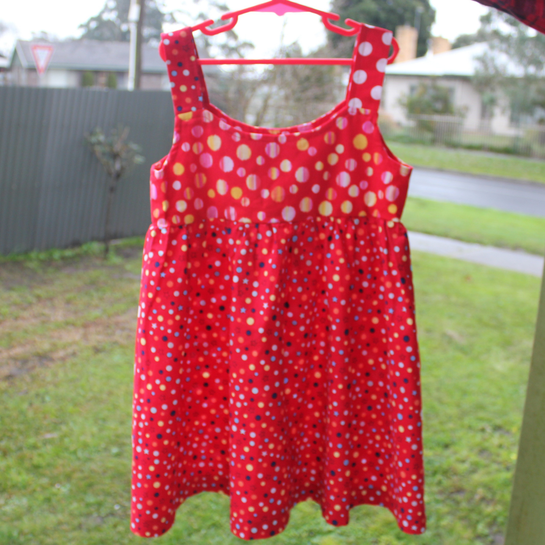 Girls Dress Size 7, Red Polkadots/Spot/Stars.