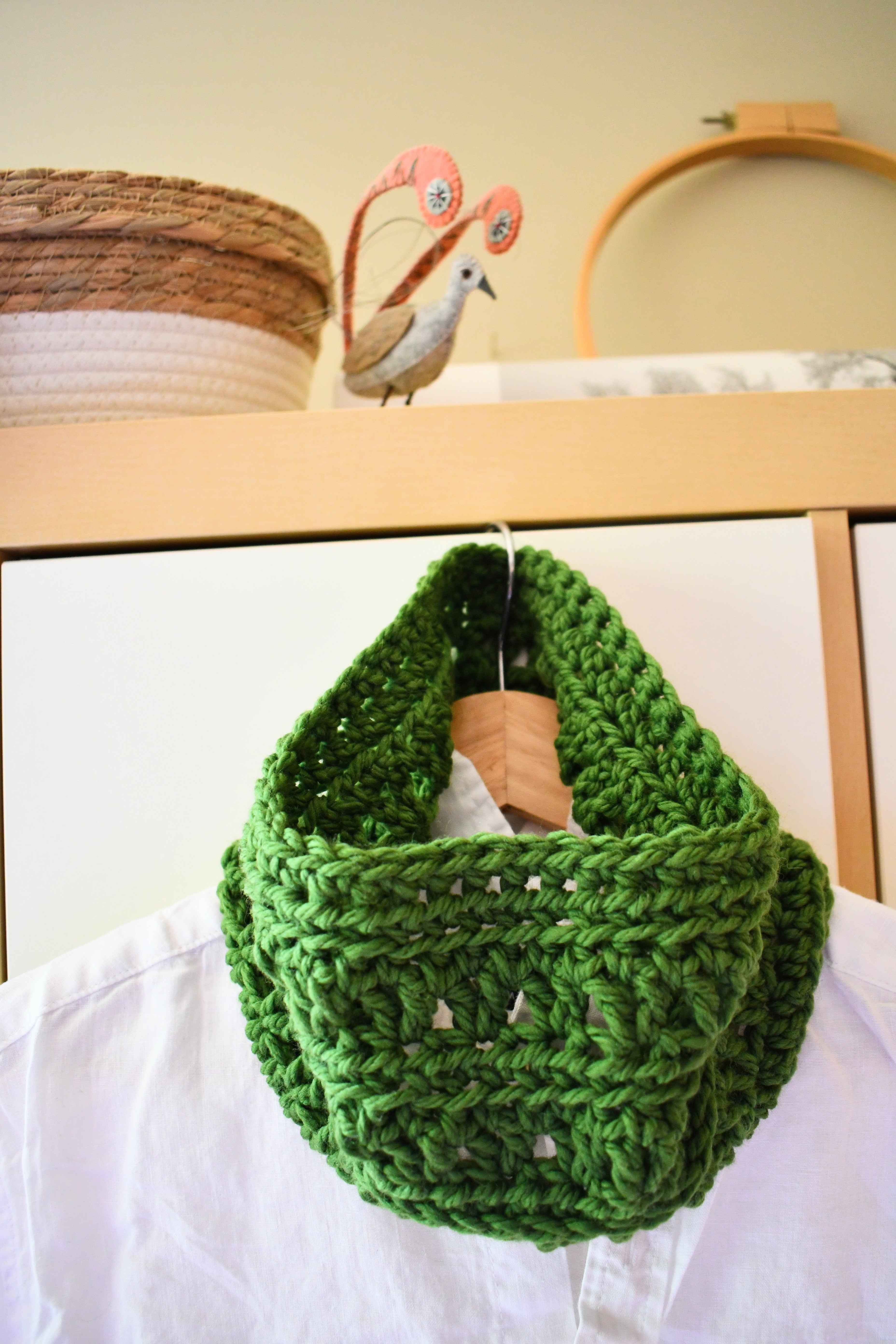 Handmade Crochet Cowl Neck Warmer Green