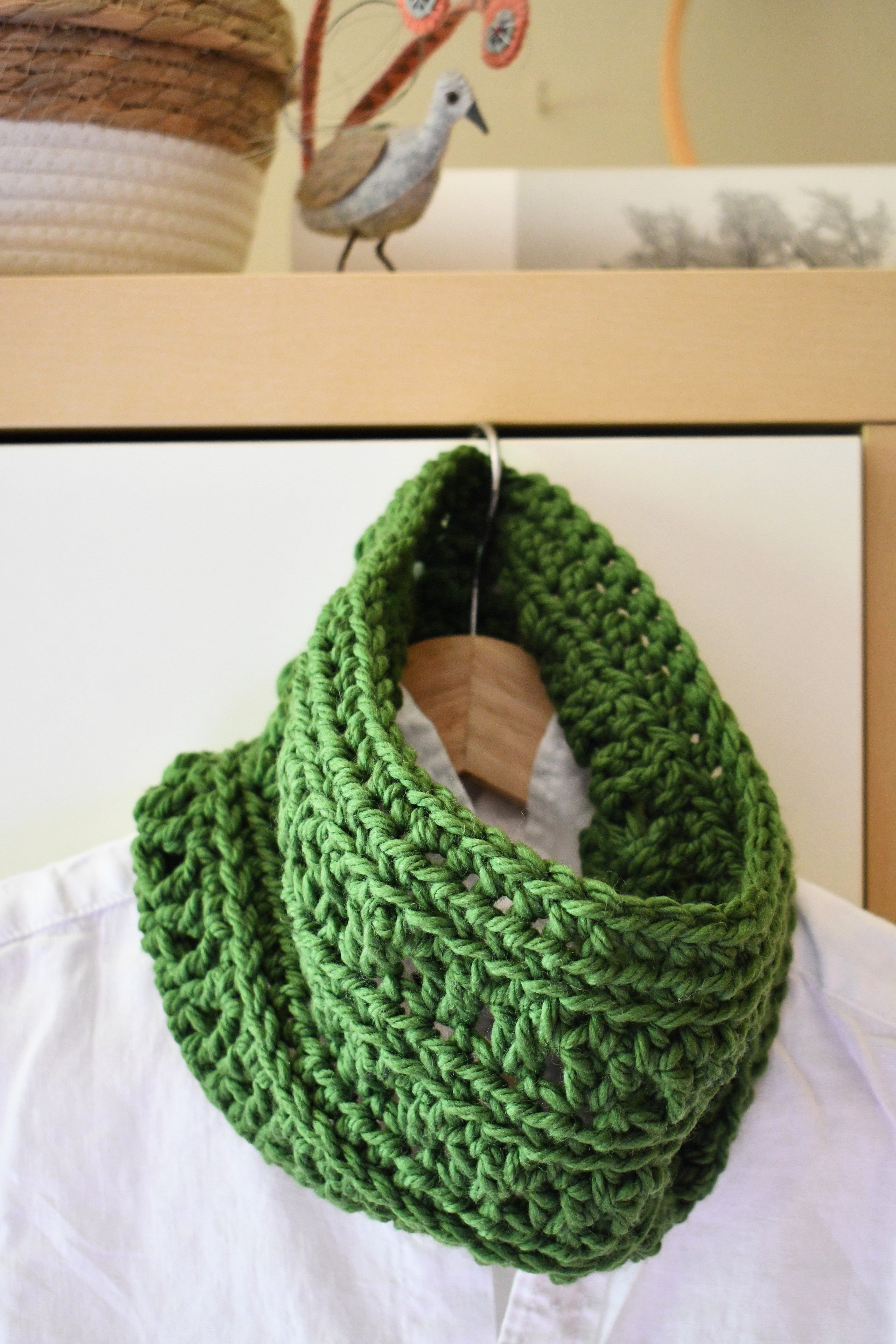Handmade Crochet Cowl Neck Warmer Green