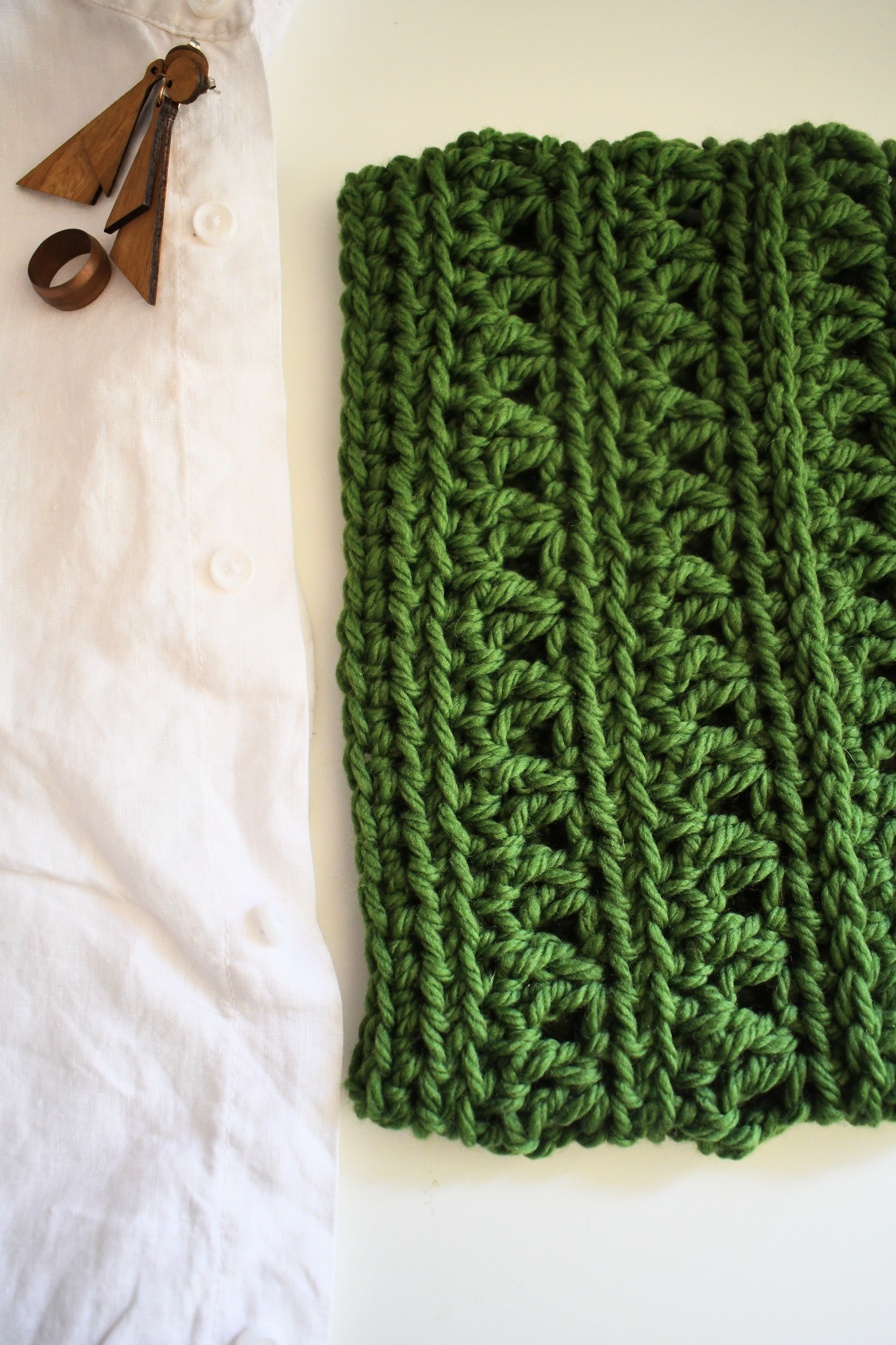 Handmade Crochet Cowl Neck Warmer Green