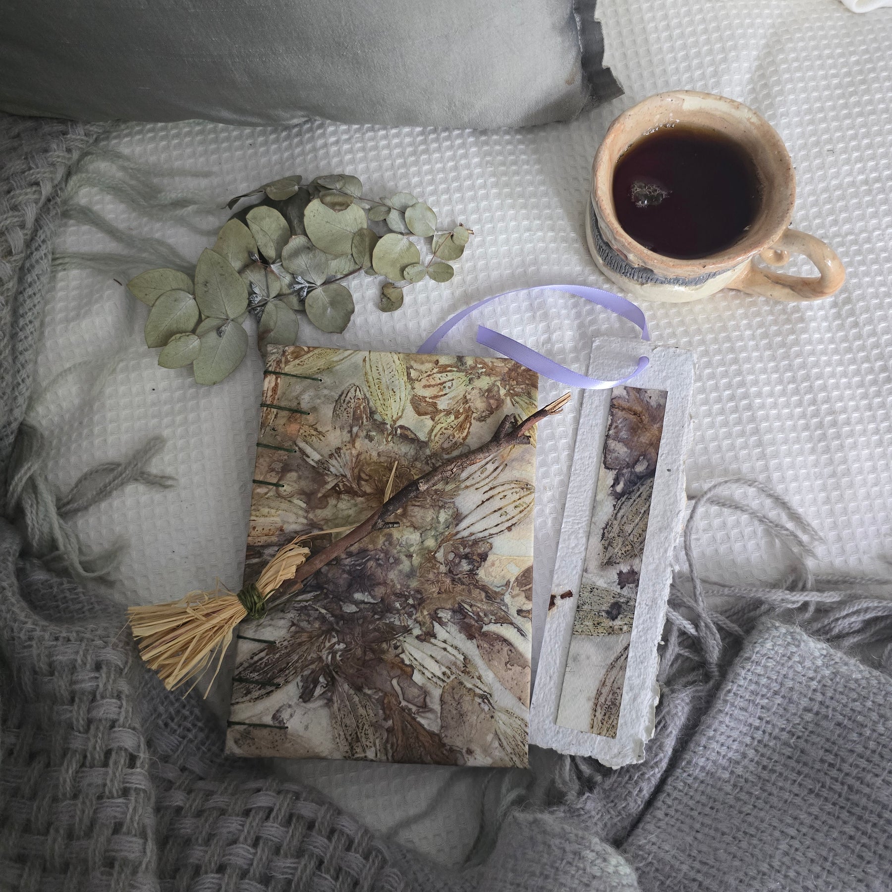 Handmade Coptic Stitched Journal – Botanical Eco Printed Original Art Cover
