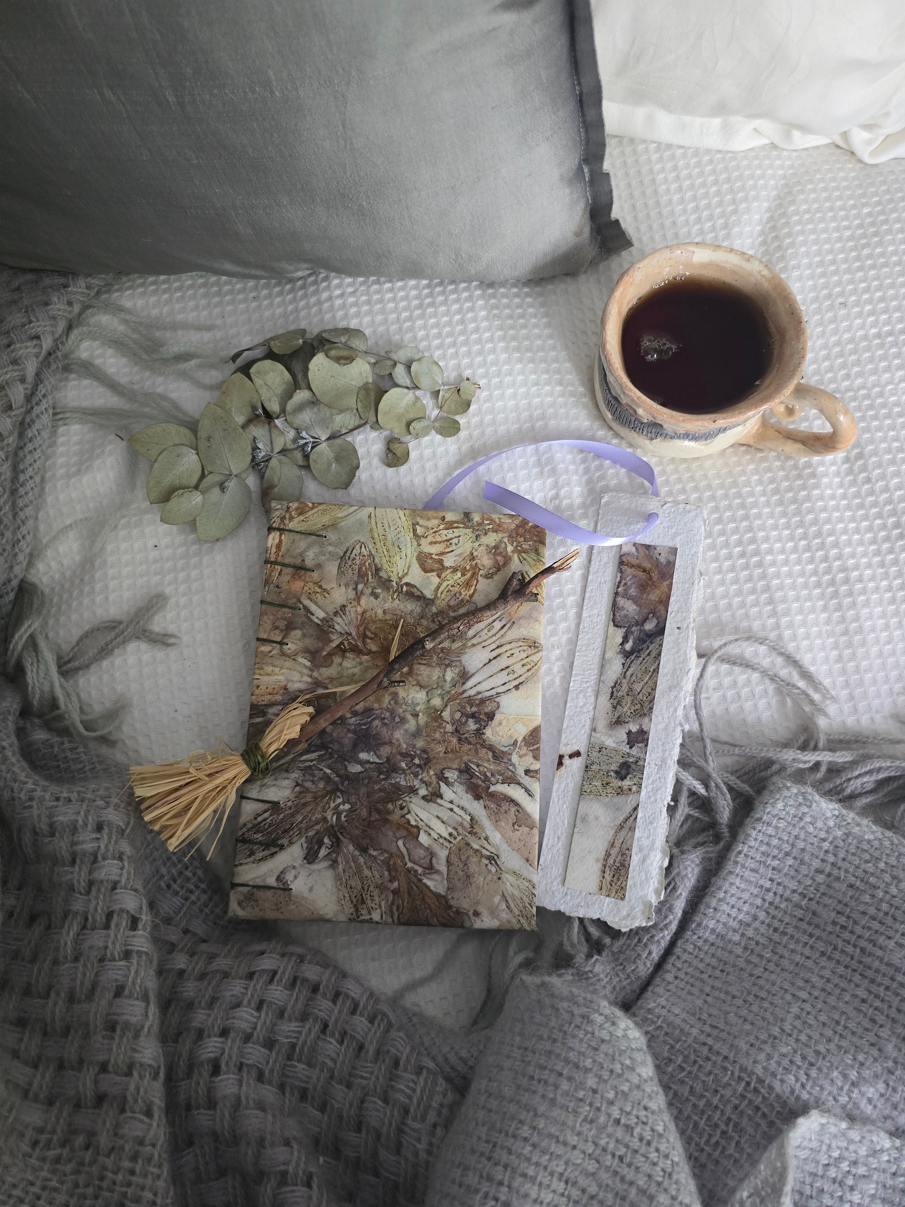 Handmade Coptic Stitched Journal – Botanical Eco Printed Original Art Cover