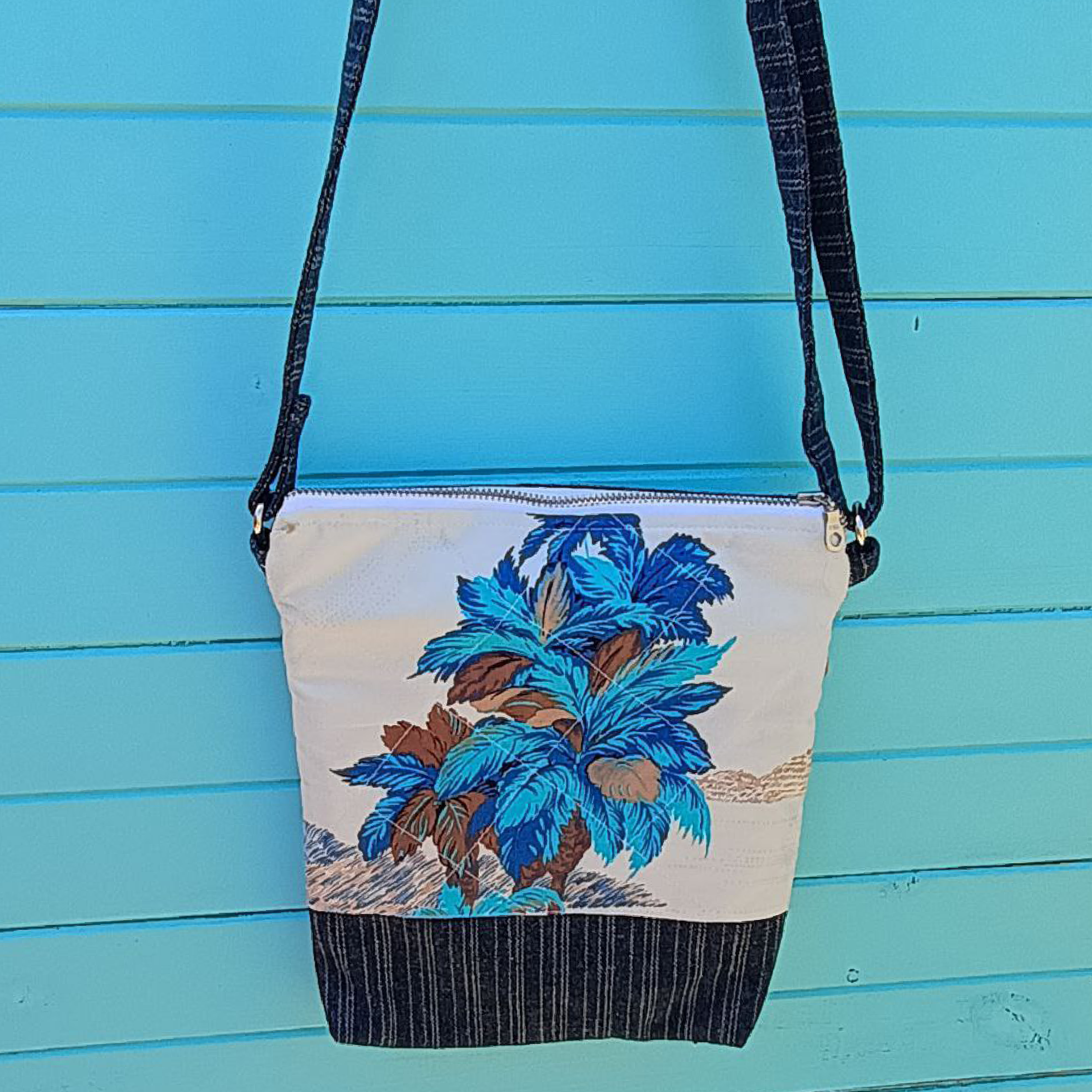 Hawaiian Star Handmade Crossbody Bag Upcycled Vintage Fabrics & Denim