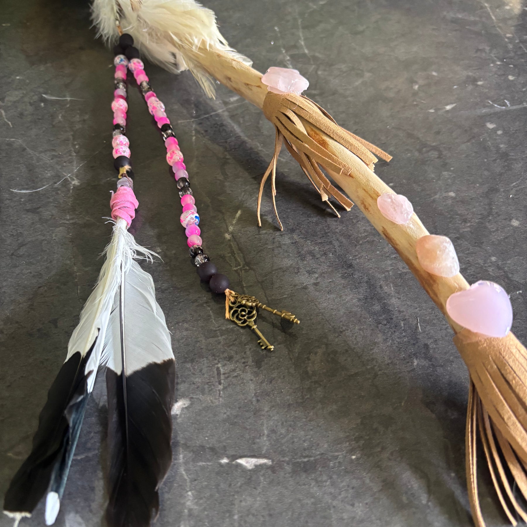 The Pink Rose Quartz Deer Rattle