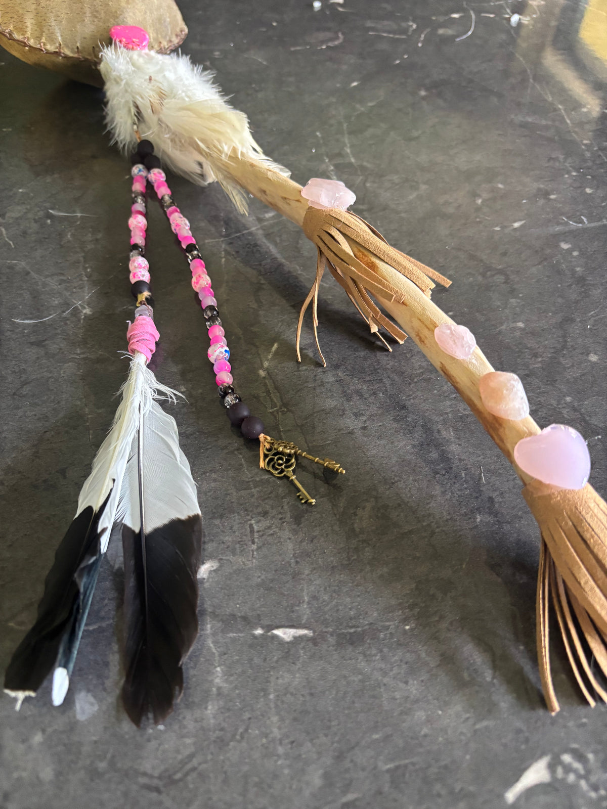 The Pink Rose Quartz Deer Rattle