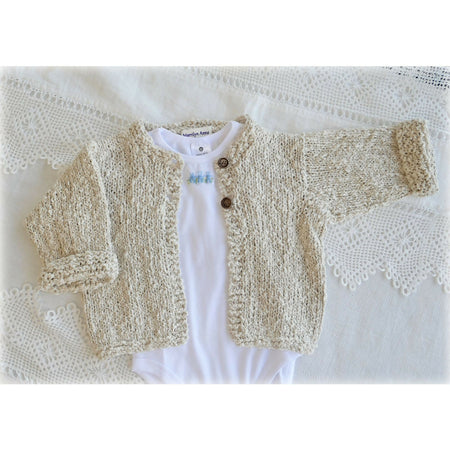 Modern baby jacket in beige size 0-1. Cotton / linen.