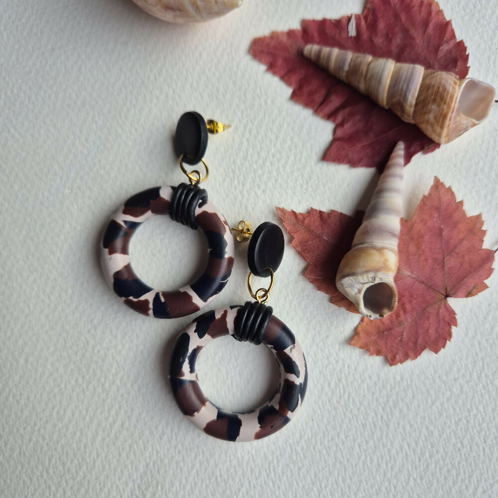 Leopard Look Hoops, Dangles and Bangle