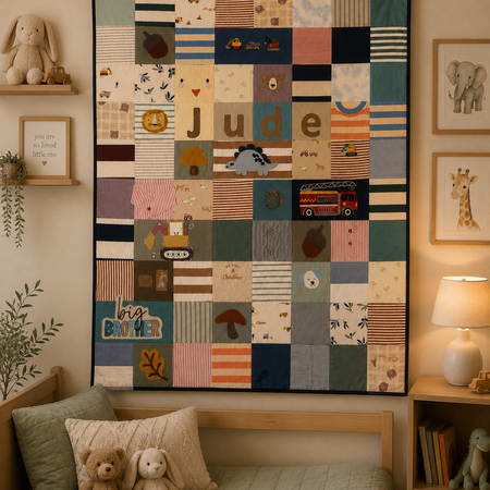 Custom Baby Clothes Memory Quilt – Personalised Keepsake Blanket