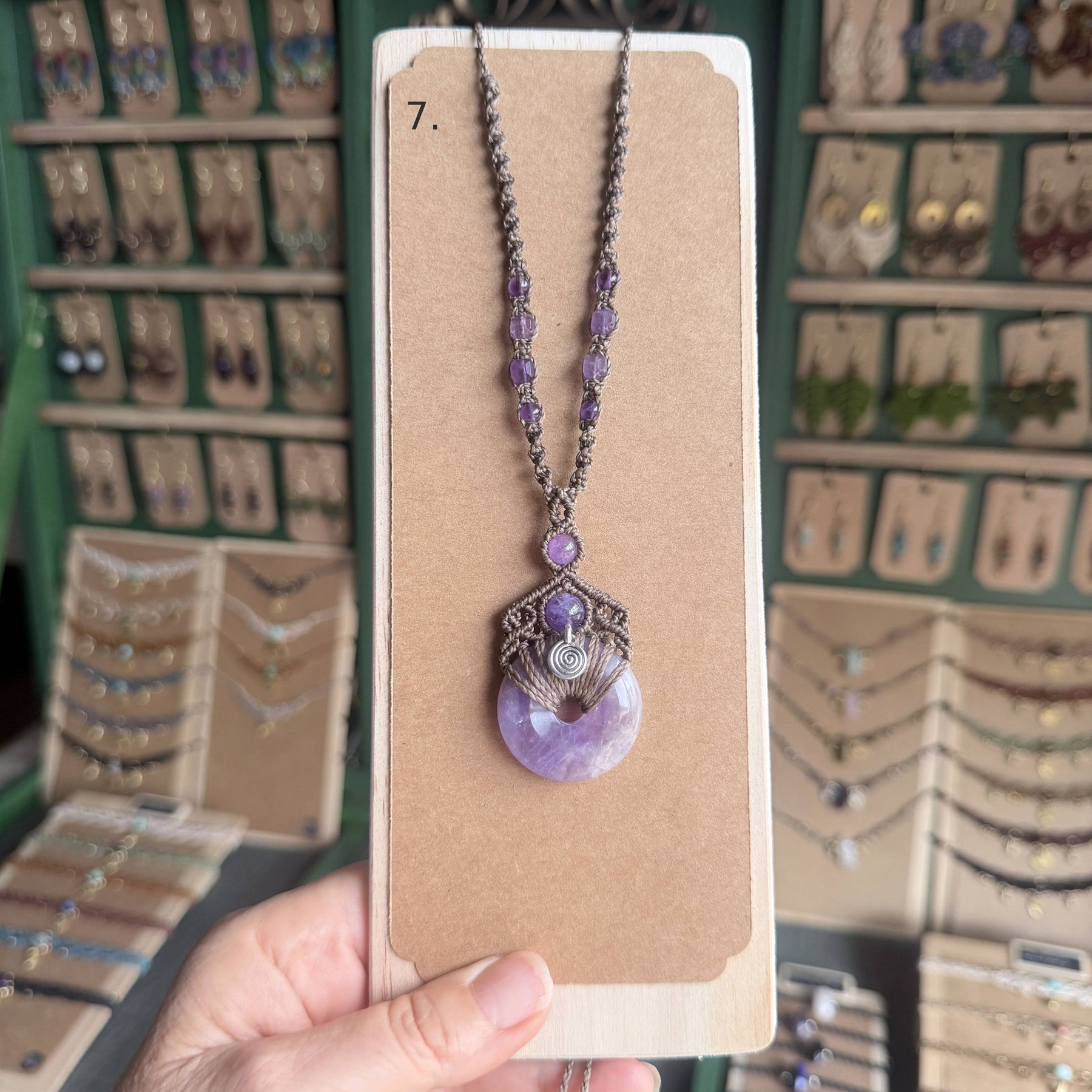 Macrame Pi-stone/Donut Necklace Pendant