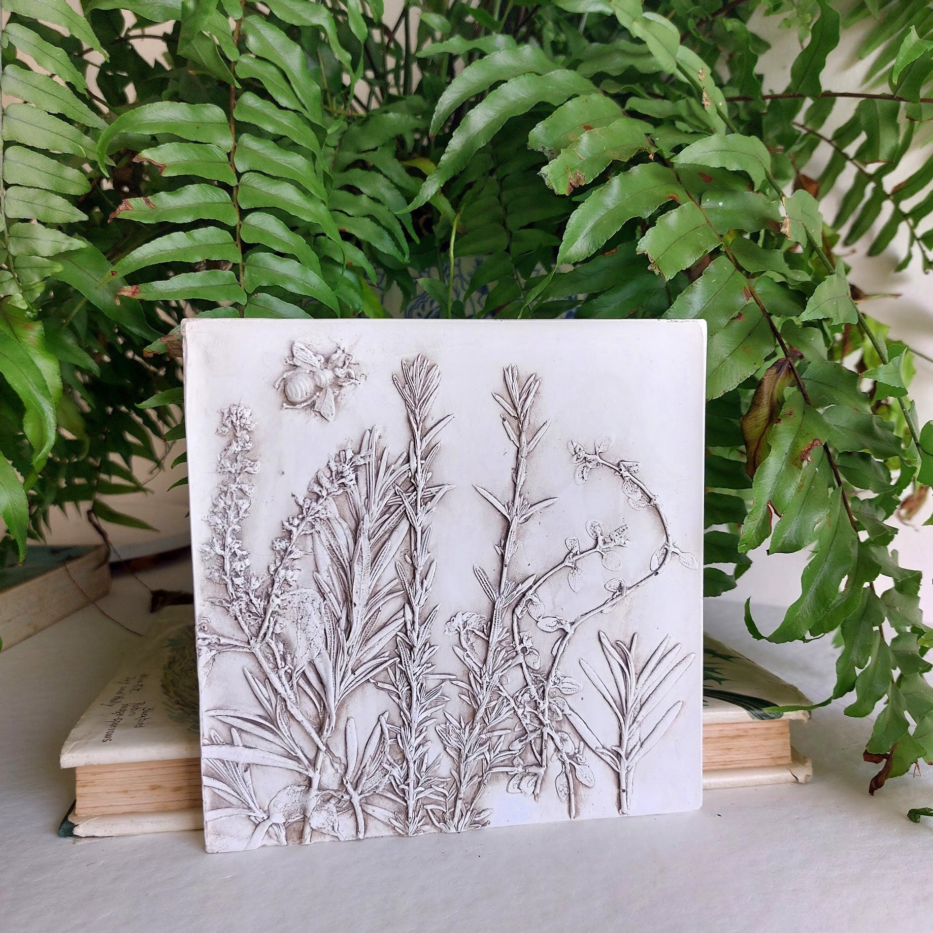 Hand-Pressed Garden Herbs Botanical Wall Art Plaque